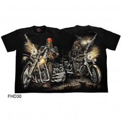 T-Shirt FHD30 – Rock Chang Original – „Skelett mit Motorrad“