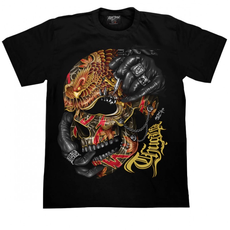 T-Shirt 3D107 –Rock Chang Original –Totenkopf mit Pircinge