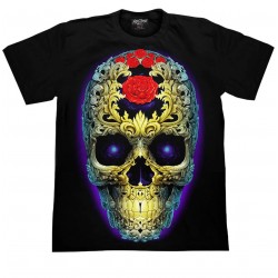 T-Shirt 3D138 –Rock Chang Original –Totenkopf mit Rose