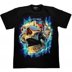 T-Shirt 3D85 – Rock Chang Original – Totenkopf mit Brille und Kopfhörer