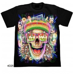 T-Shirt 4D25 Totenkopf Hippie